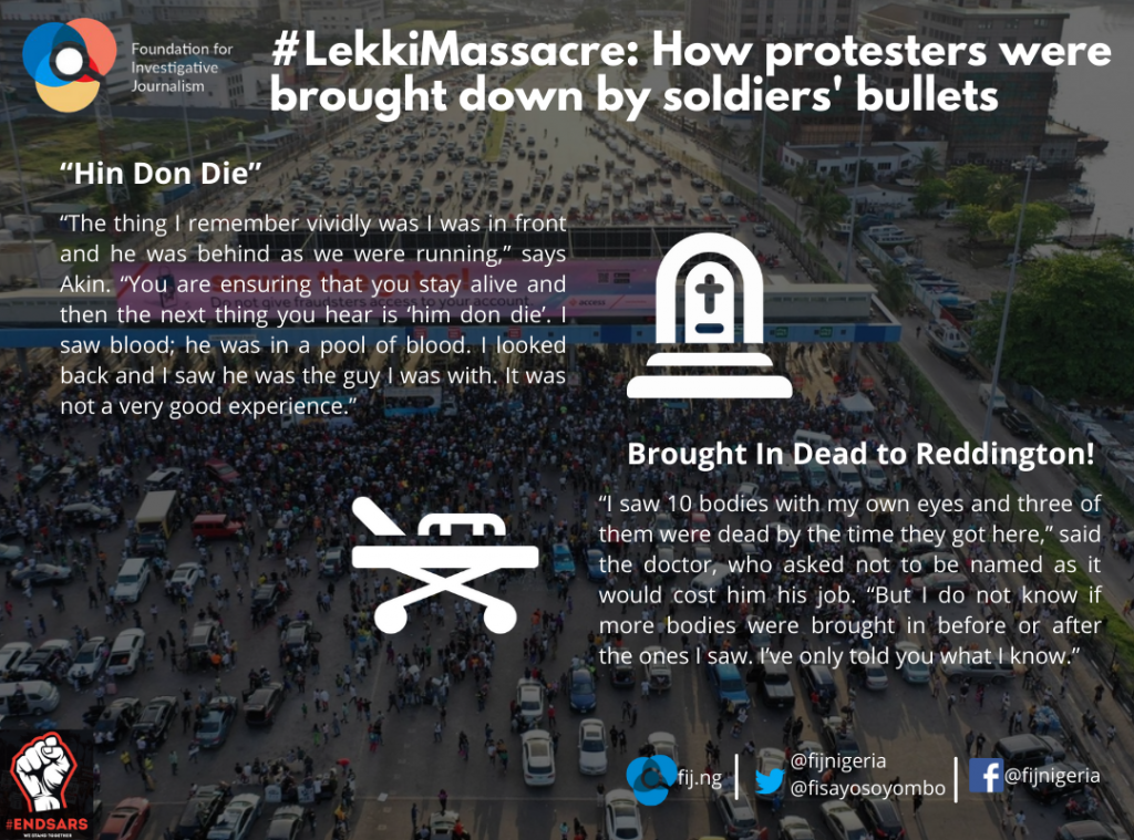 Infographic on how protesters were brought down by bullets