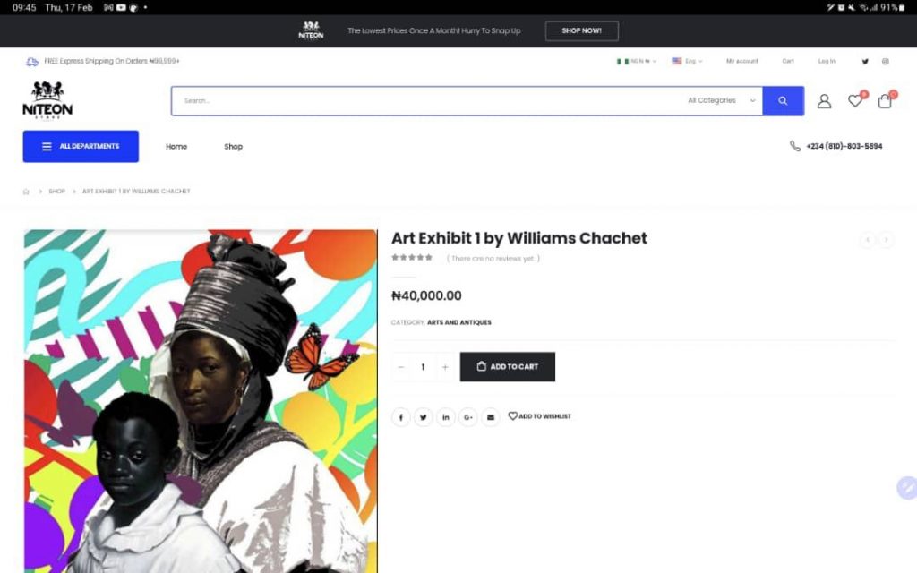 William Chechet's Work That Was Put Up For Sale By Nwose