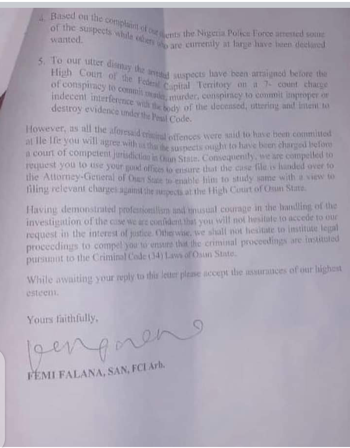 Page 2 of the request from Femi Falana SAN