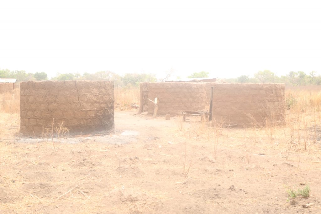Burnt huts In Mararaba-Awe. The entire village is now deserted