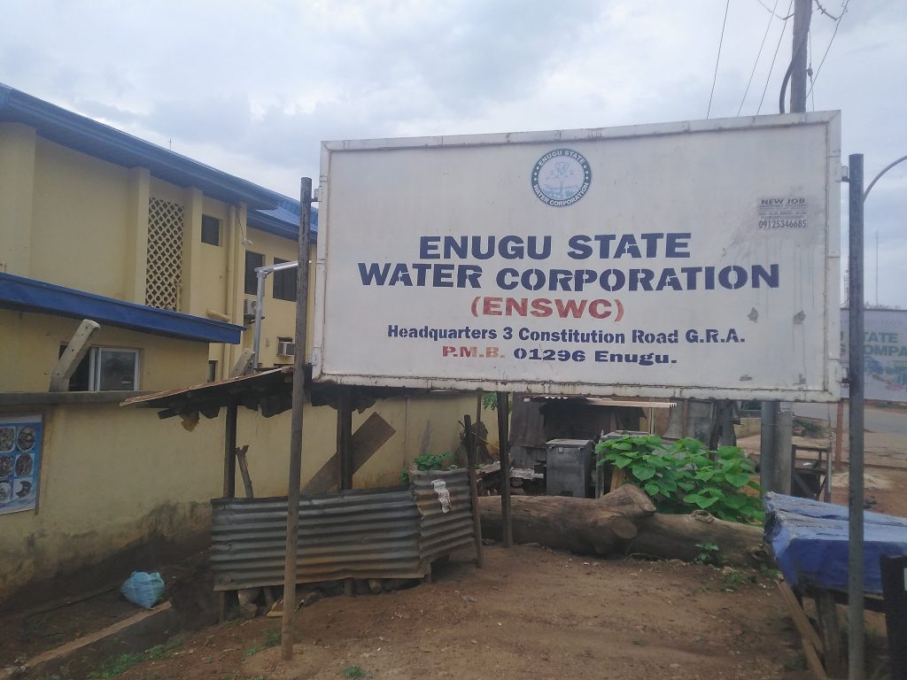 Enugu State Water Corporation along Constitution Road.