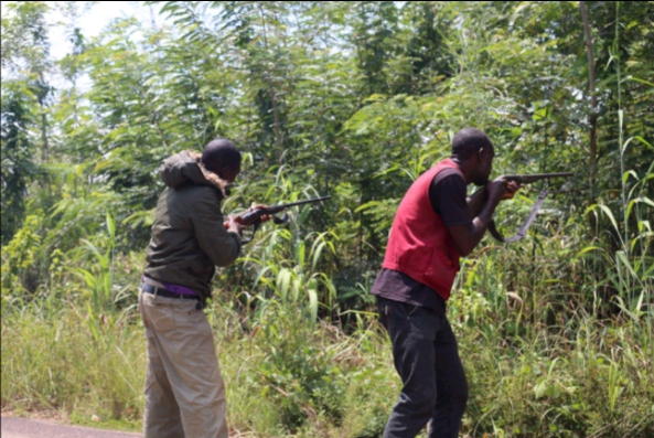 Local hunters combing the forests in search of notorious kidnappers