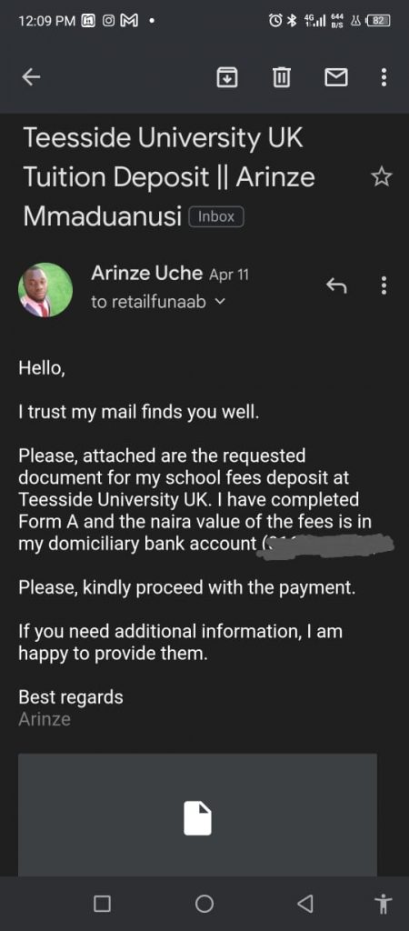 Arinze's mail to GT