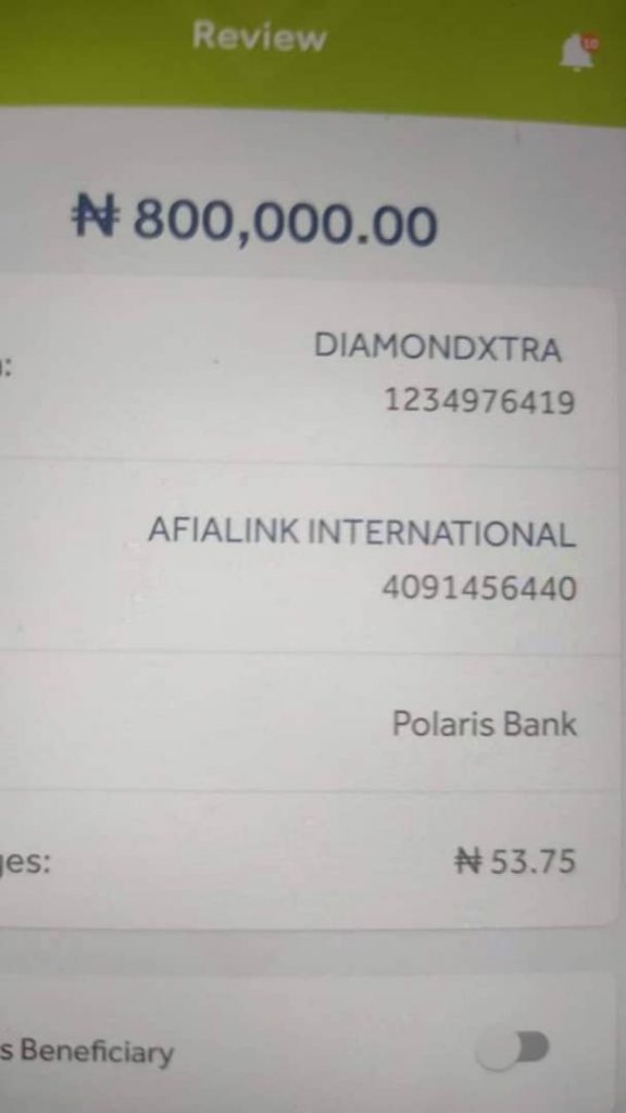 Payment to Afialink for the laptops