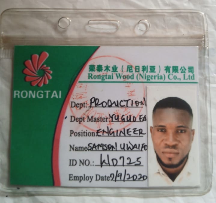 Samson Uwaifo's Staff ID Card