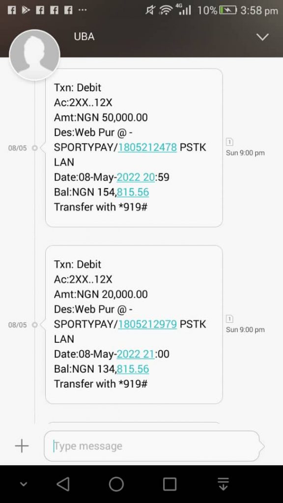 Some of the debit alerts on Ajisafe's account