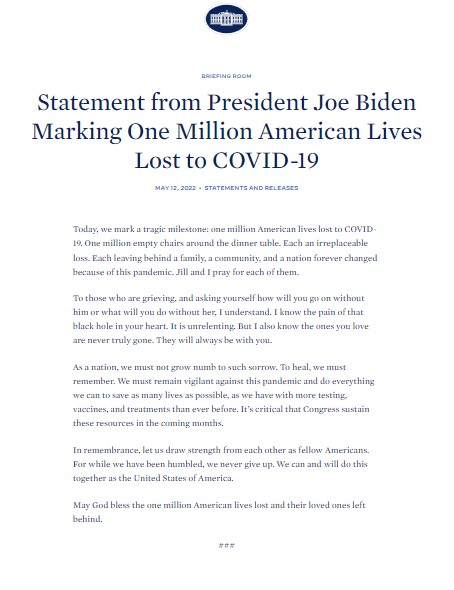 President Biden's statement on Thursday