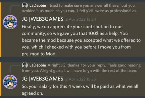 Janet of Web3Games laid off Olatunji and promised payment, but it never came