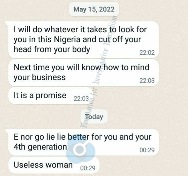 Threat messages via Whatsapp