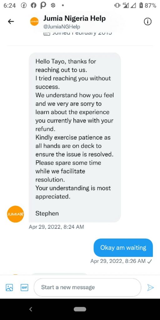 Message from Jumia