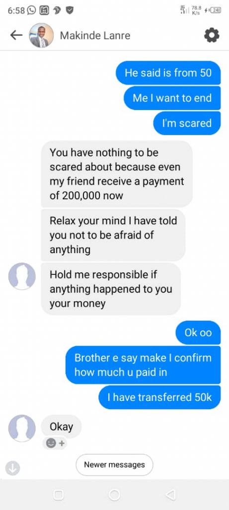 Impostor's Facebook Chat