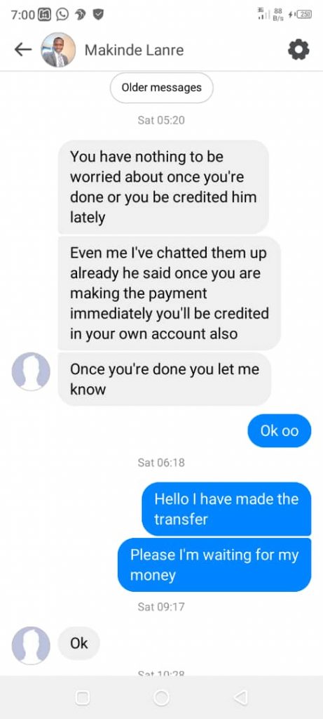 Impostor's Facebook Chat