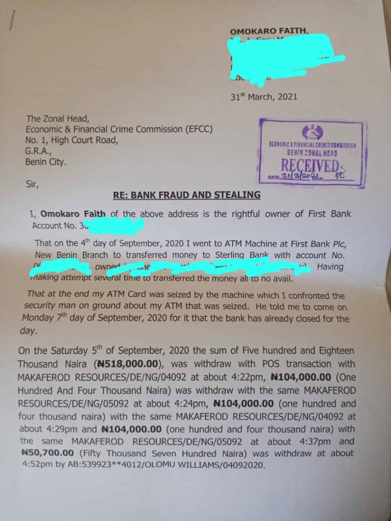 Letter to the EFCC