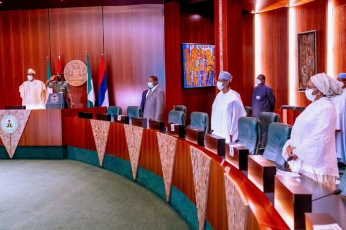 President Buhari at a meeting
