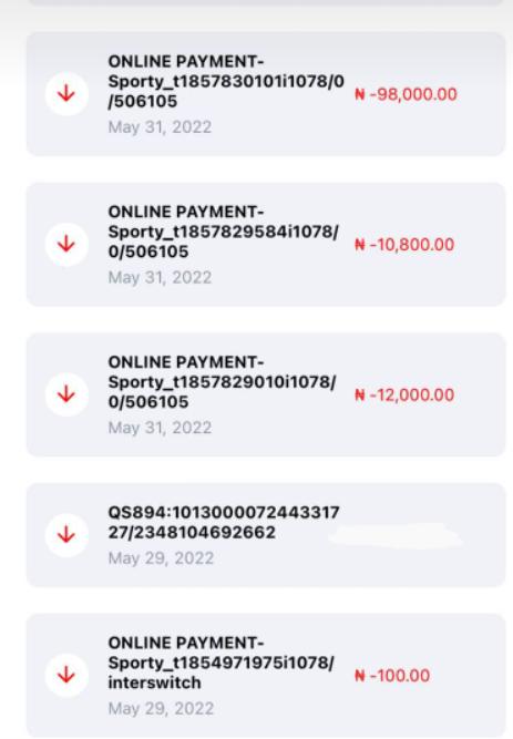 The debits from Morenikeji's account