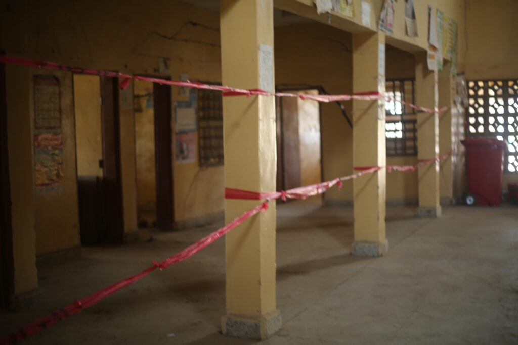 Part of the hospital sealed off from the public because of dilapidation.