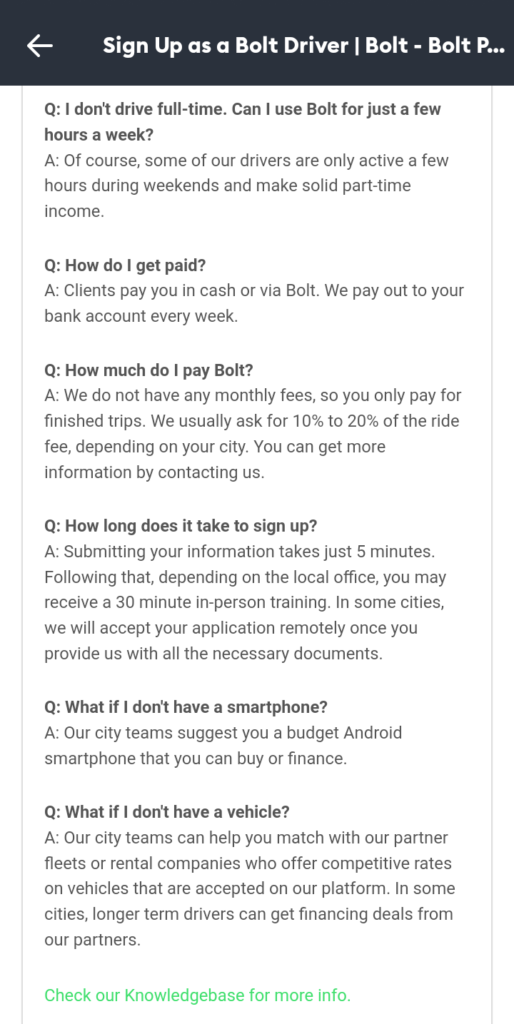 Bolt Nigeria allows drivers to be paid on the Bolt app or with Cash