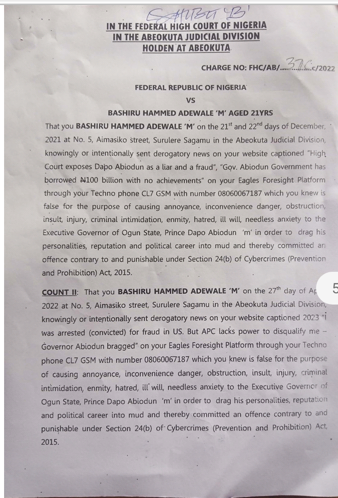 The charges against Hammed Bashiru