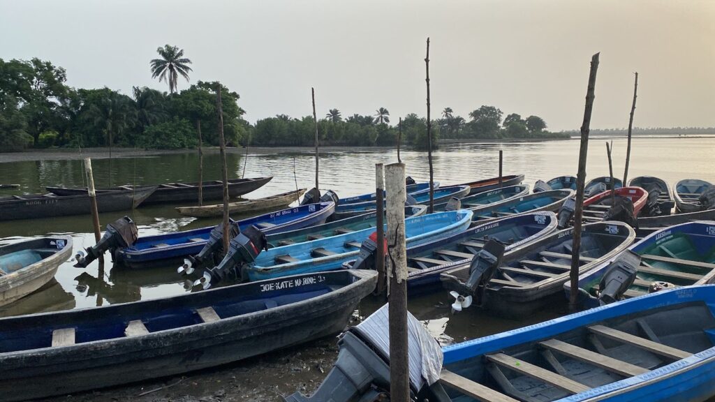 Jetty at the Bodo community, Rivers State. Aquatic life is impossible here because the freshwater has become contaminated by oil spills.