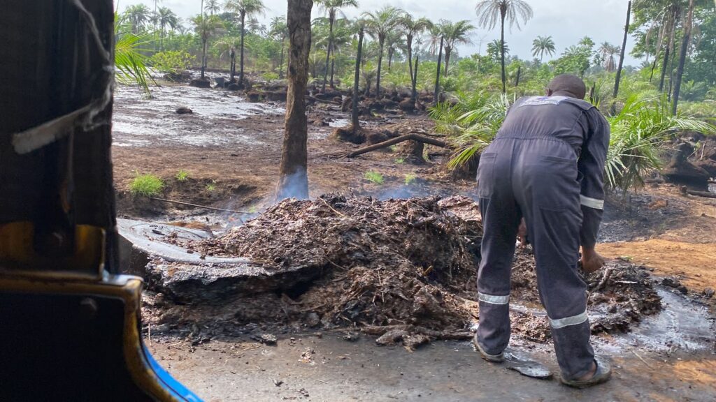 Substandard cleanup at Kokori palm oil plantation after an oil spill
