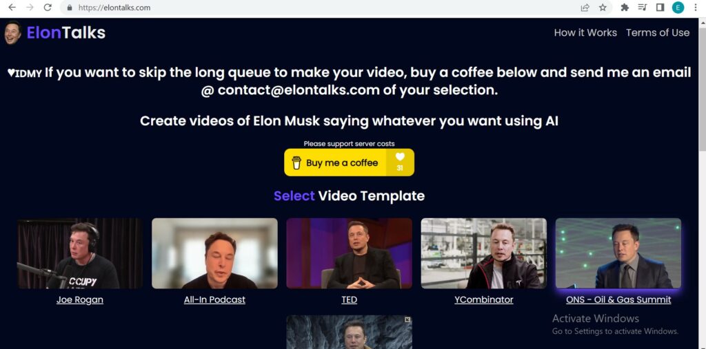 ElonTalks homepage