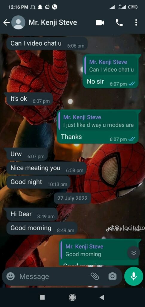 Conversations between Steve and the lady