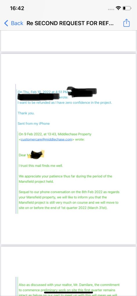 Response from Middlechase Properties