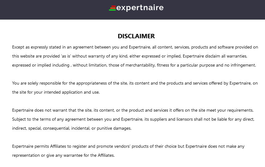 Expertnaire's Disclaimer