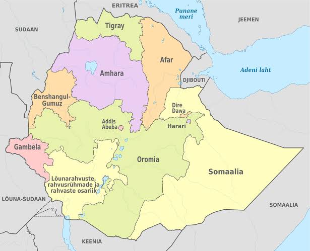 Map of Ethiopia Showing Tigray. Photo Credit: Google