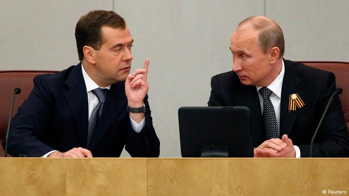 Dimitri Medvedev and Vladmir Putin