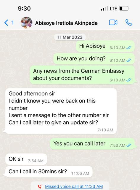 Chats between Akinpade and Etiyebo