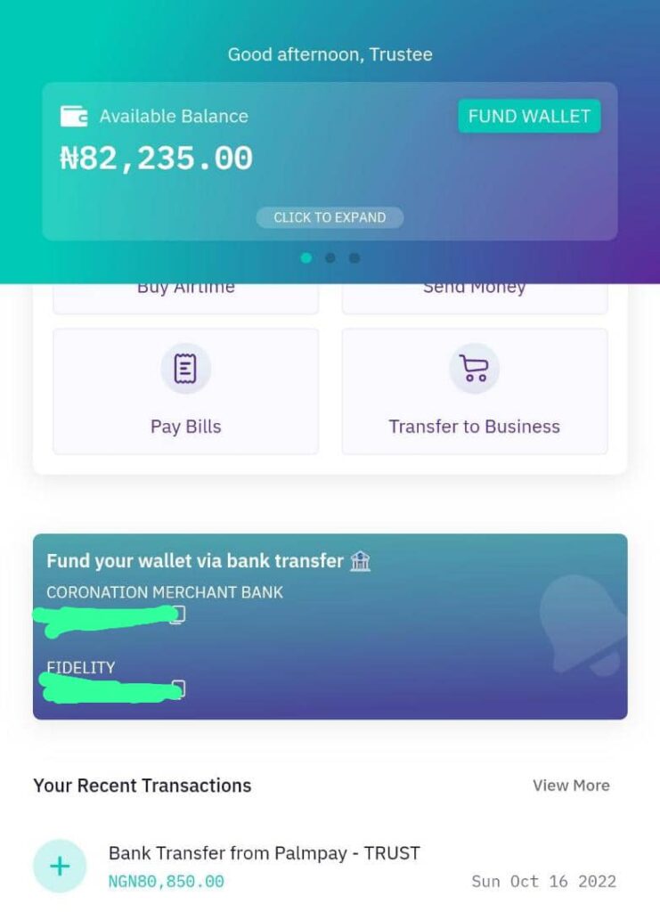 Screenshot of Wallet Africa platform reflecting the refund.