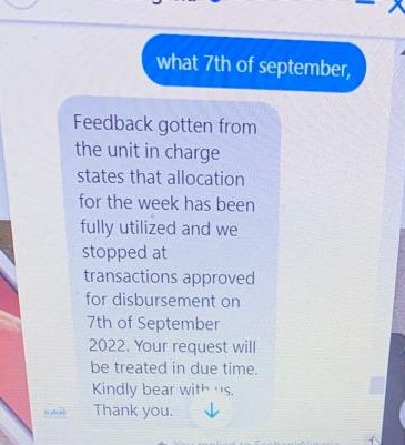 A screenshot of the bank's response on Facebook