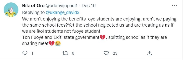 Tweet from a Student