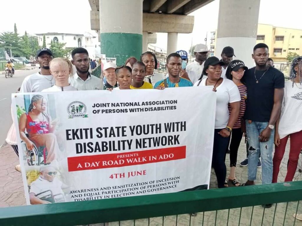 Ekiti State PWDs during a sensitisation march on June 4, 2022