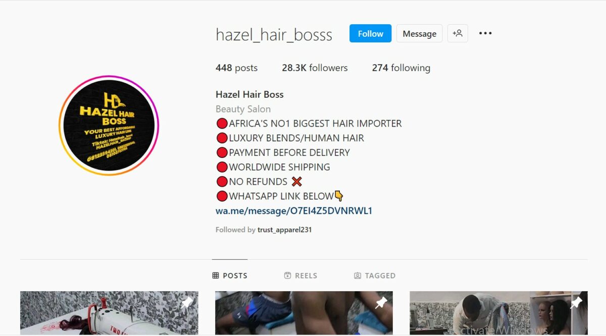 Hazel Hair IG Page