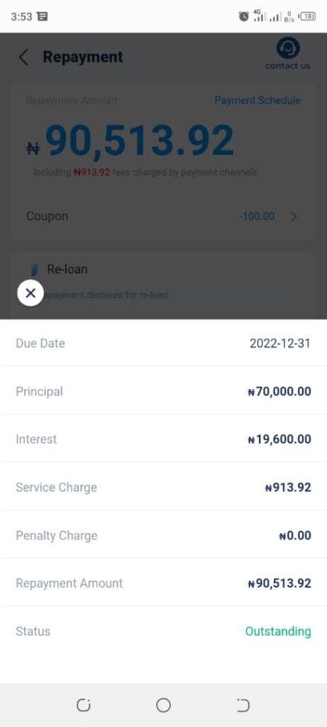 Joseph's loan status on Palm Credit