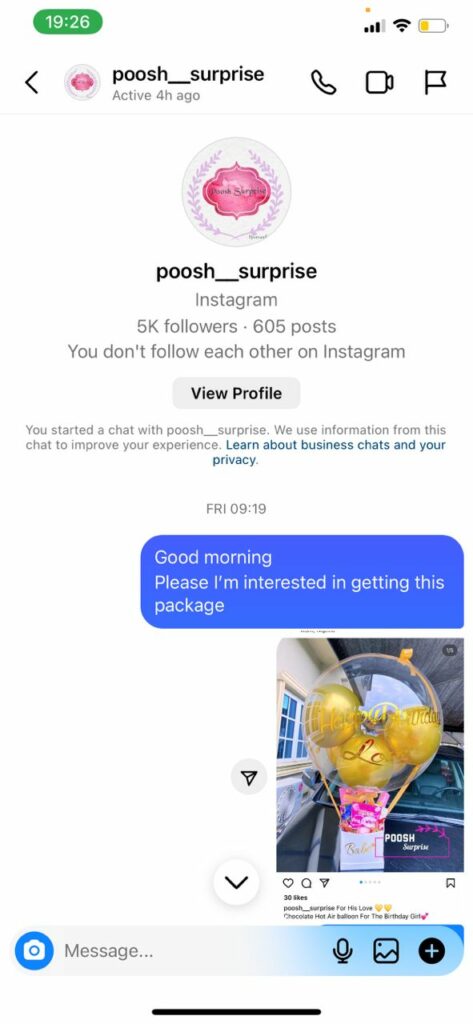 Instagram DM exchange