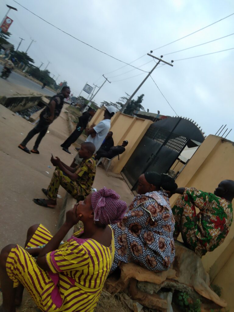 The nine people outside INEC office around 7.00 am