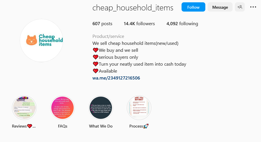 Cheap Household Items' page on Instagram