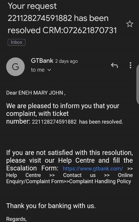 Email from GTB