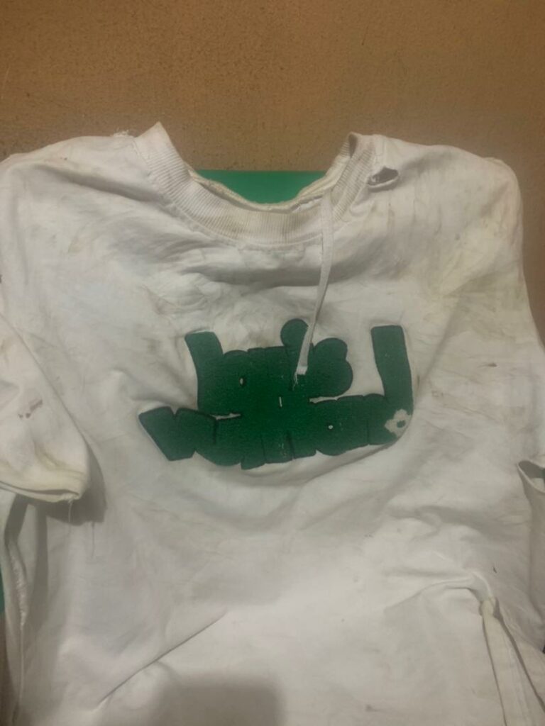 Chibuike's shirt after the ordeal with the policemen