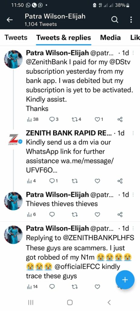 The clowned Zenith Bank Twitter page