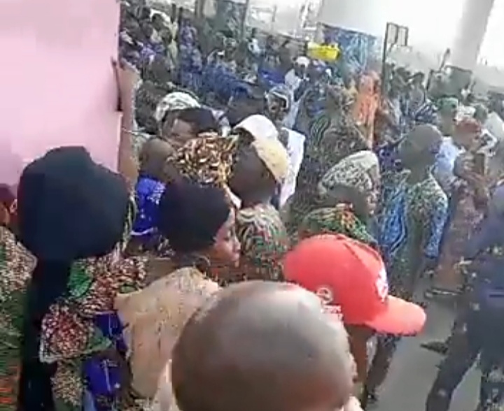 People at the protest scene for Adeleke