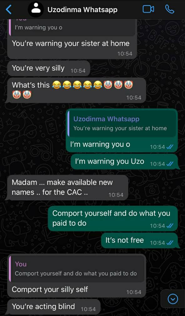 The Whatsapp chat between the business man and the lawyer
