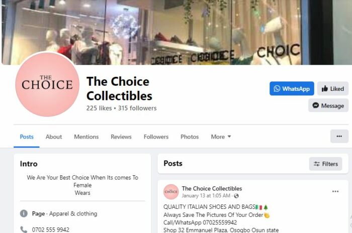 Choice Collectibles Page on Facebook