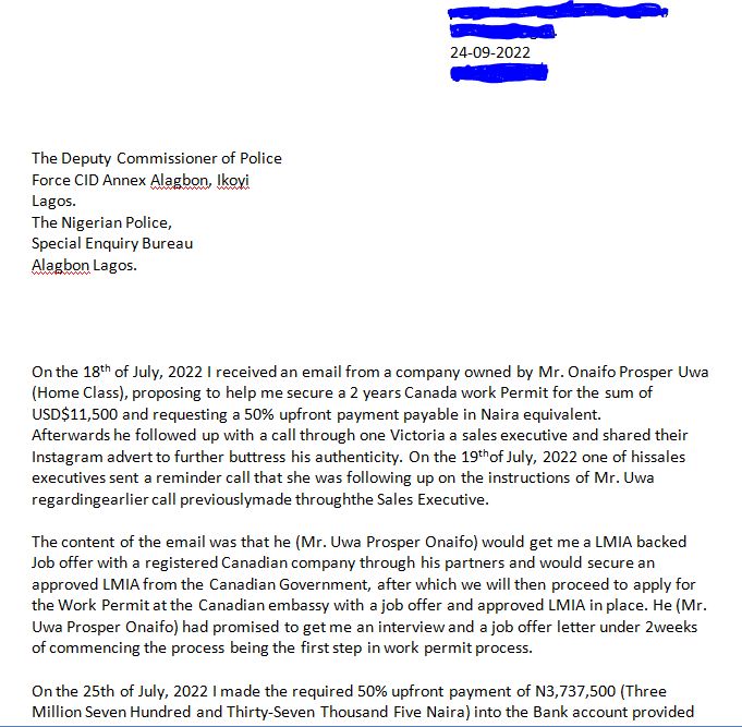 A copy of their petition to the police.