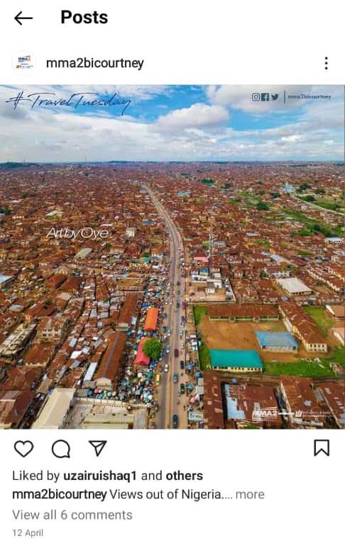 An aerial image of Molete, Ibadan.