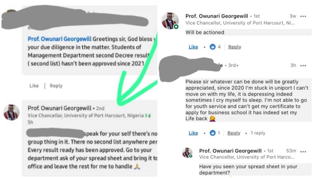 The response from the VC of Uniport
