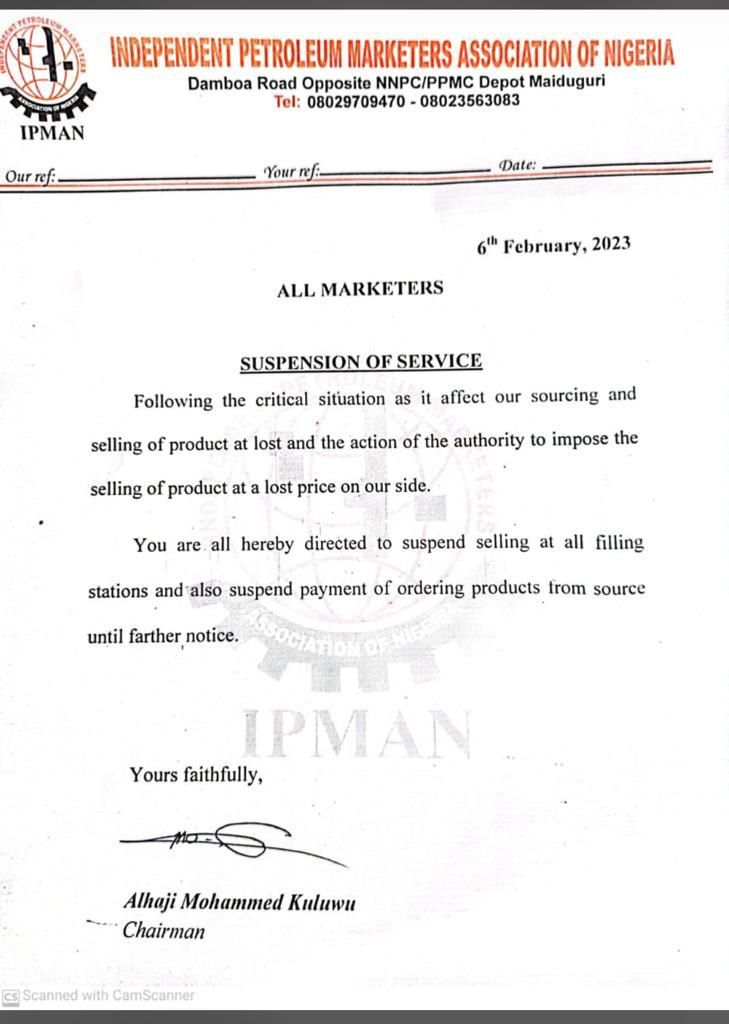 IPMAN's letter to marketers